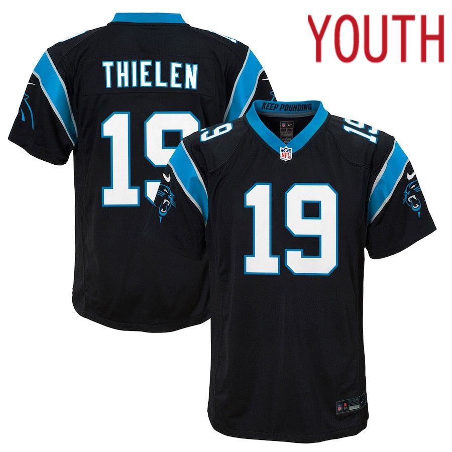 Youth Carolina Panthers #19 Adam Thielen Nike Black Game NFL Jersey